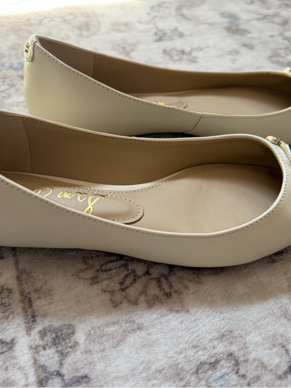 Sam Edelman Cream Ballet Flats with Gold Accent